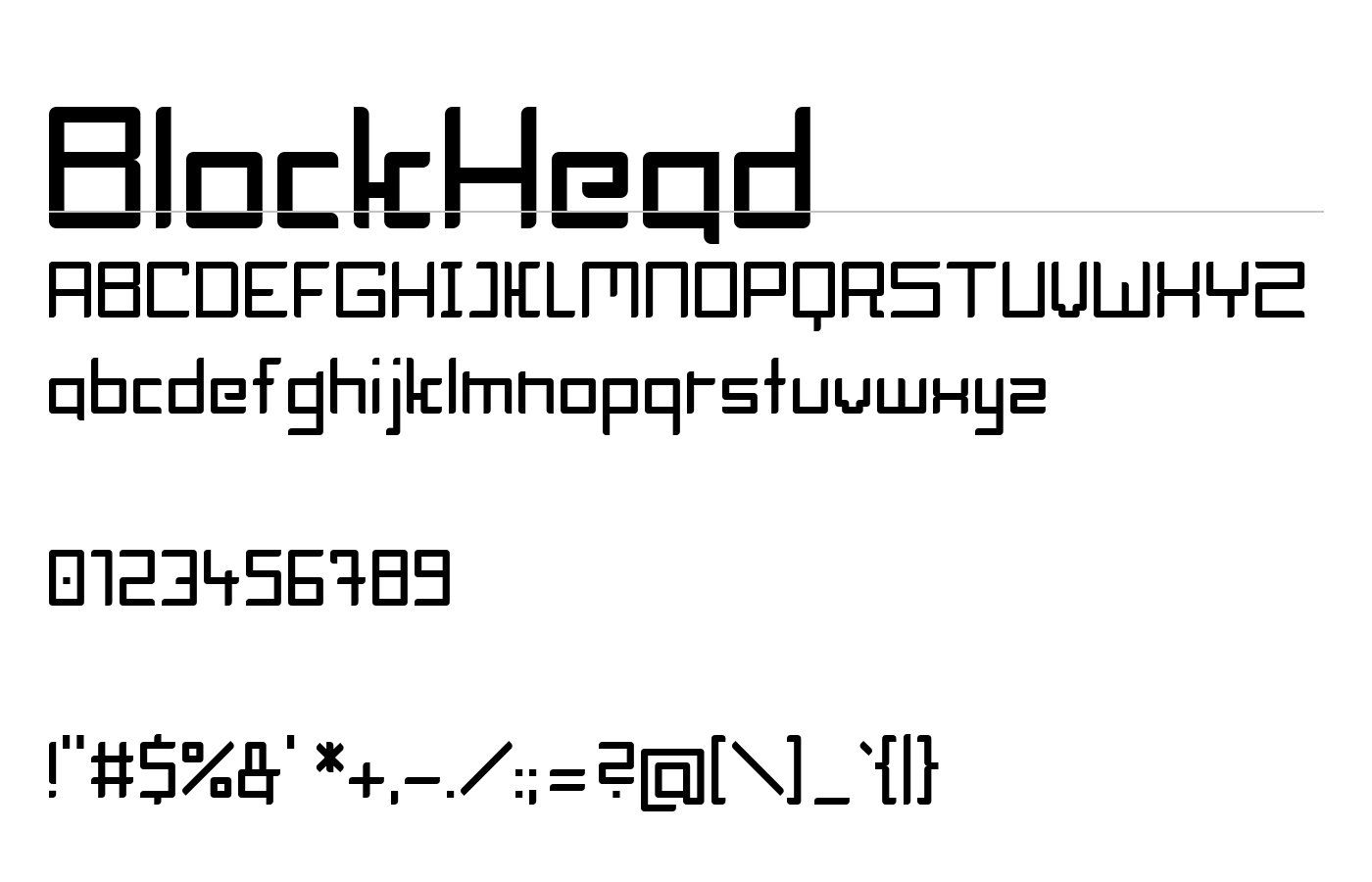 BlockHead Font preview