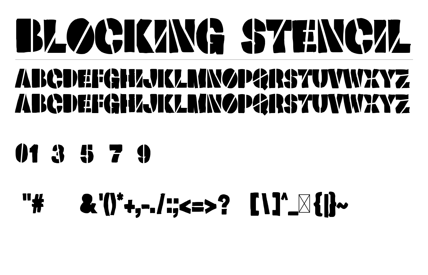 Blocking Stencil Font preview