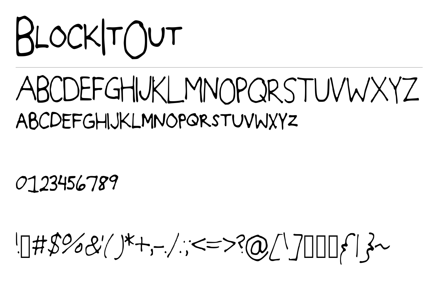 BlockItOut Font preview