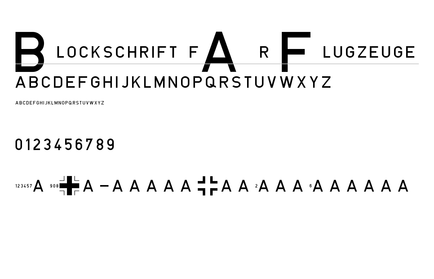 Blockschrift für Flugzeuge Font preview