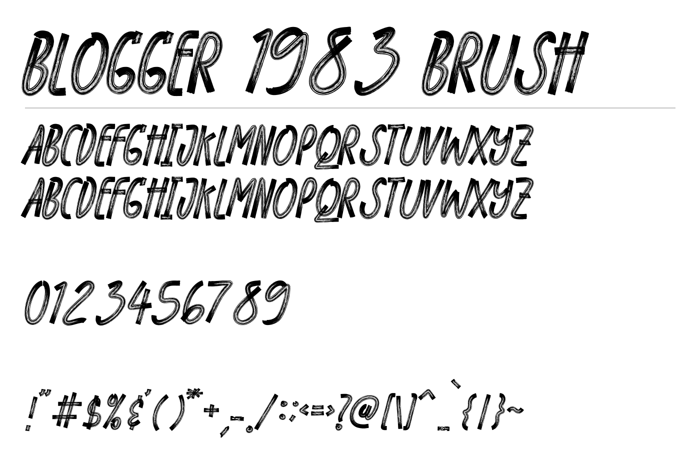 BLOGGER 1983 BRUSH Font preview