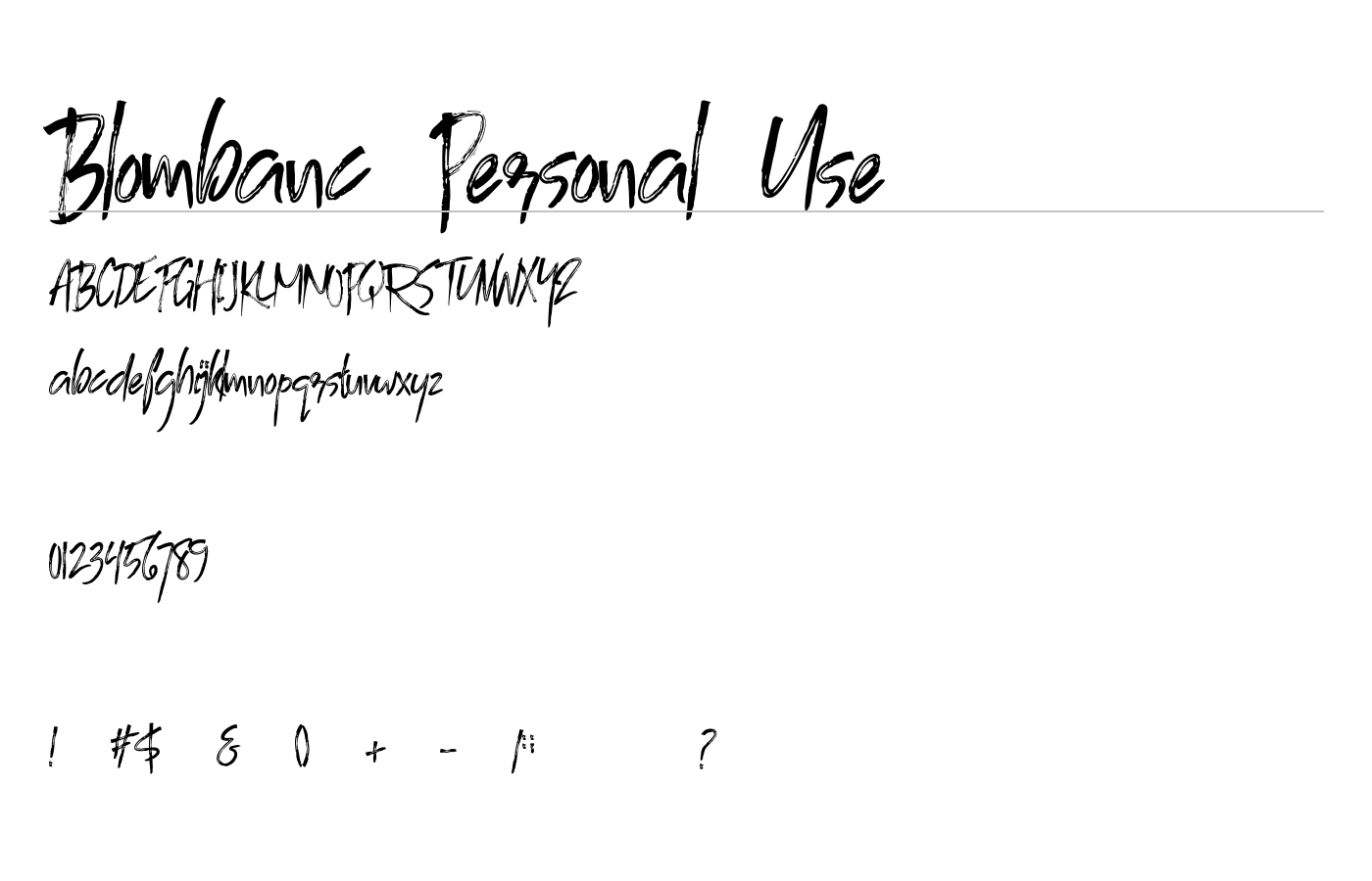 Blombanc Personal Use Font preview