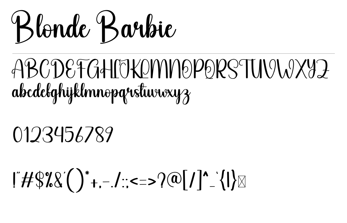 Blonde Barbie Font preview