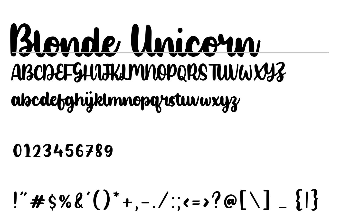 Blonde Unicorn Font preview