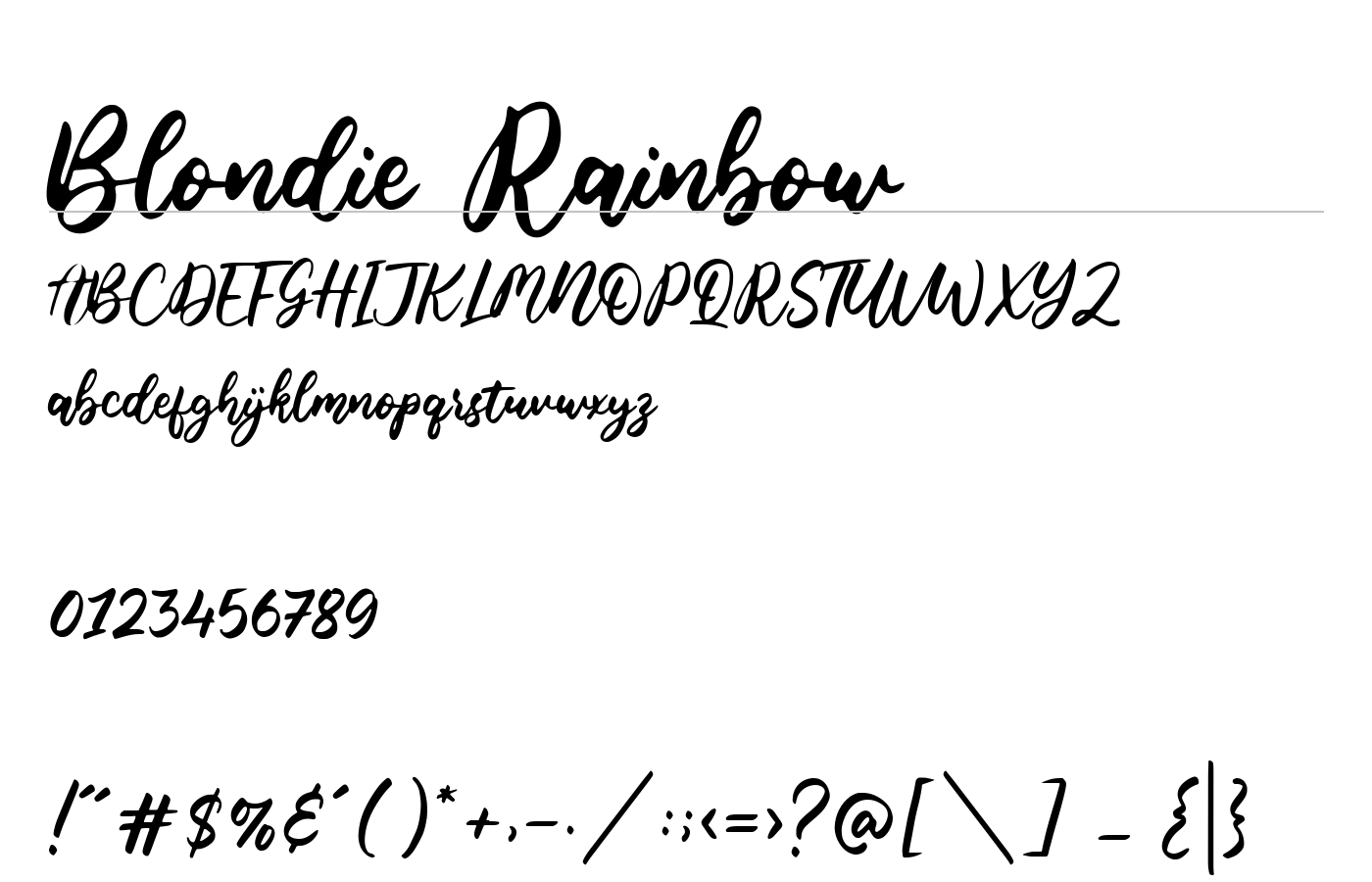 Blondie Rainbow Font preview