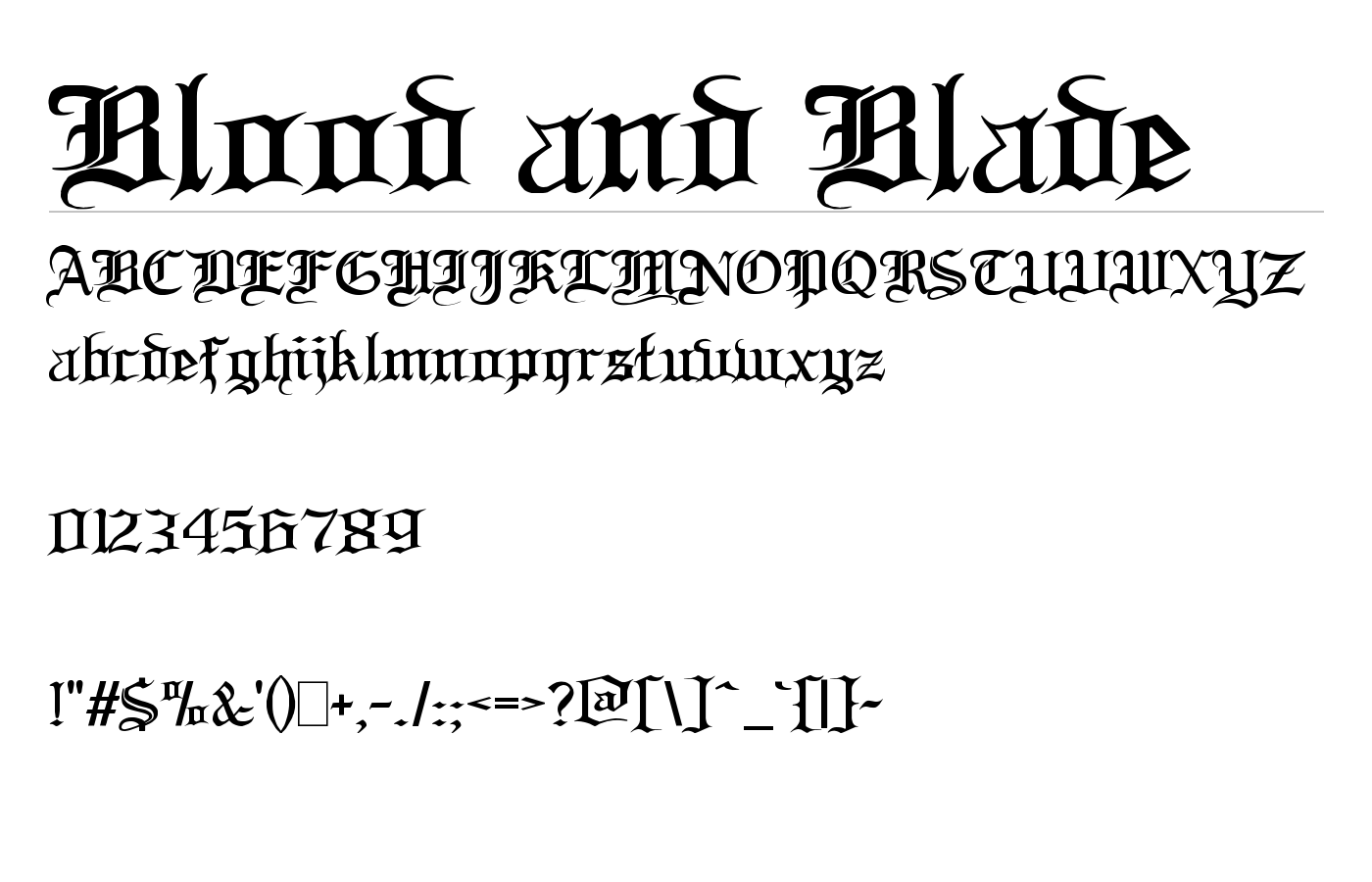 Blood and Blade Font preview