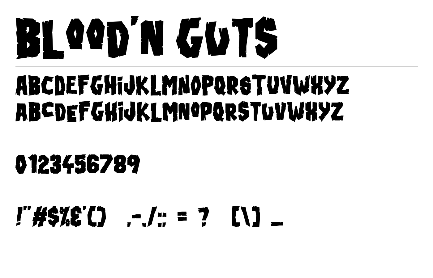 Blood'n Guts Font preview