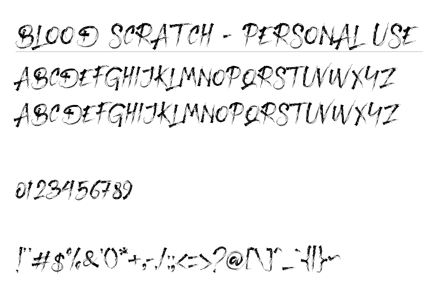 Blood Scratch - Personal Use Font preview