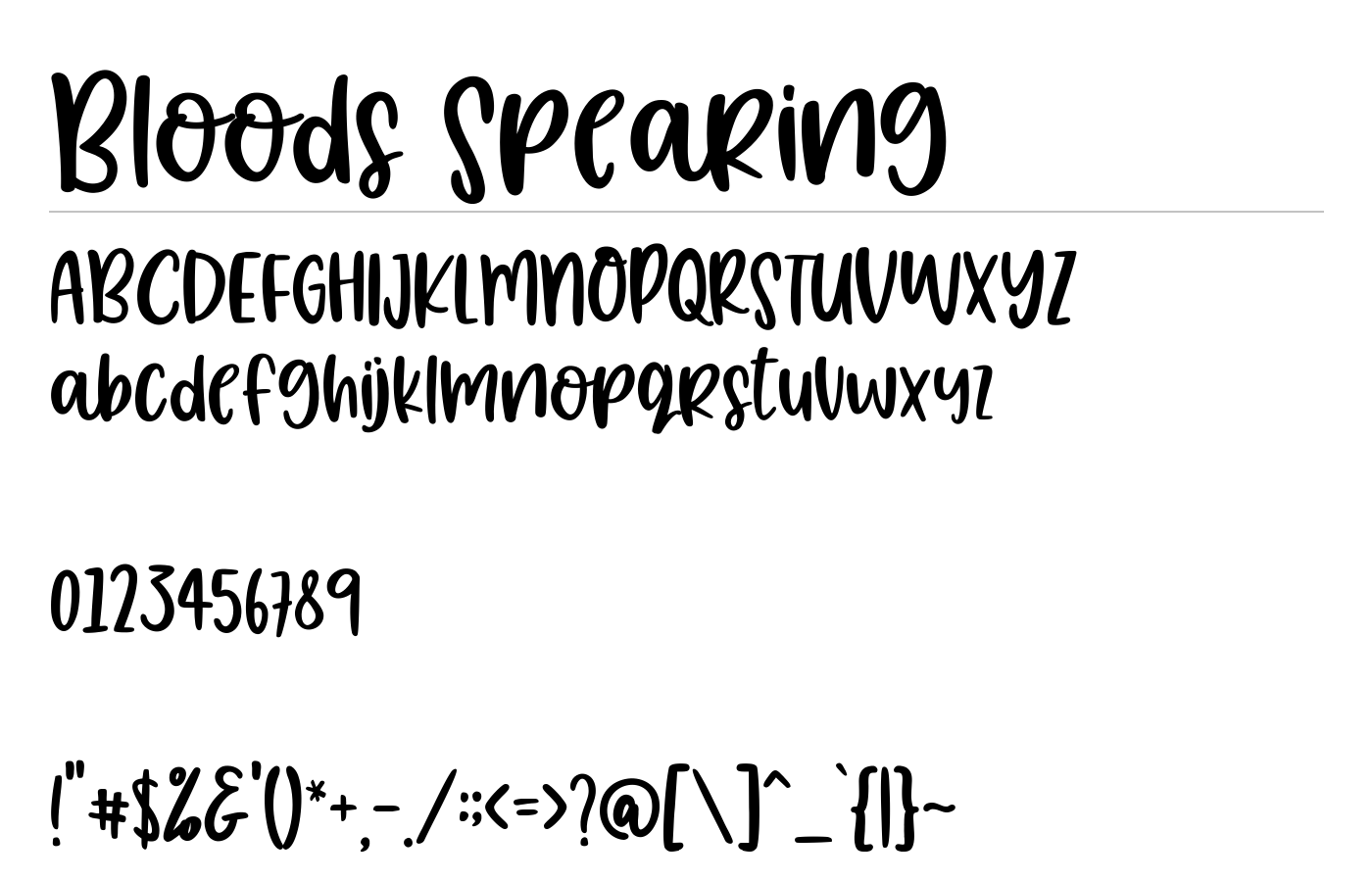 Bloods Spearing Font preview