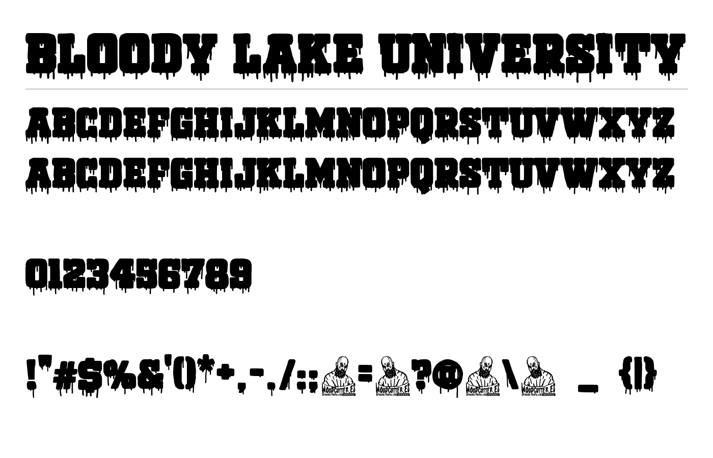 Bloody Lake University Font preview