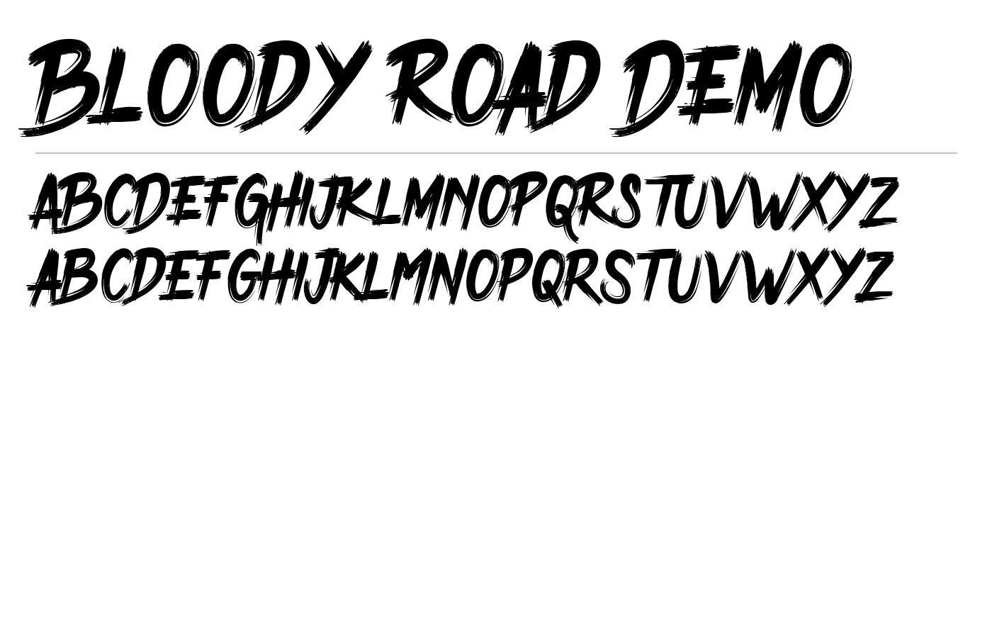 Bloody Road DEMO Font preview