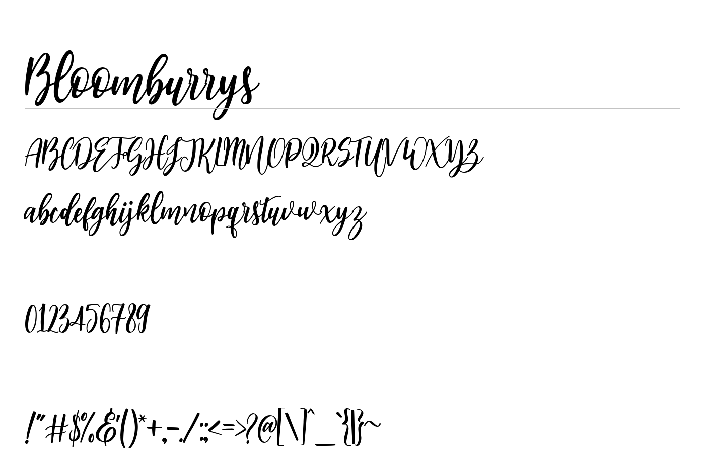 Bloomburrys Font preview