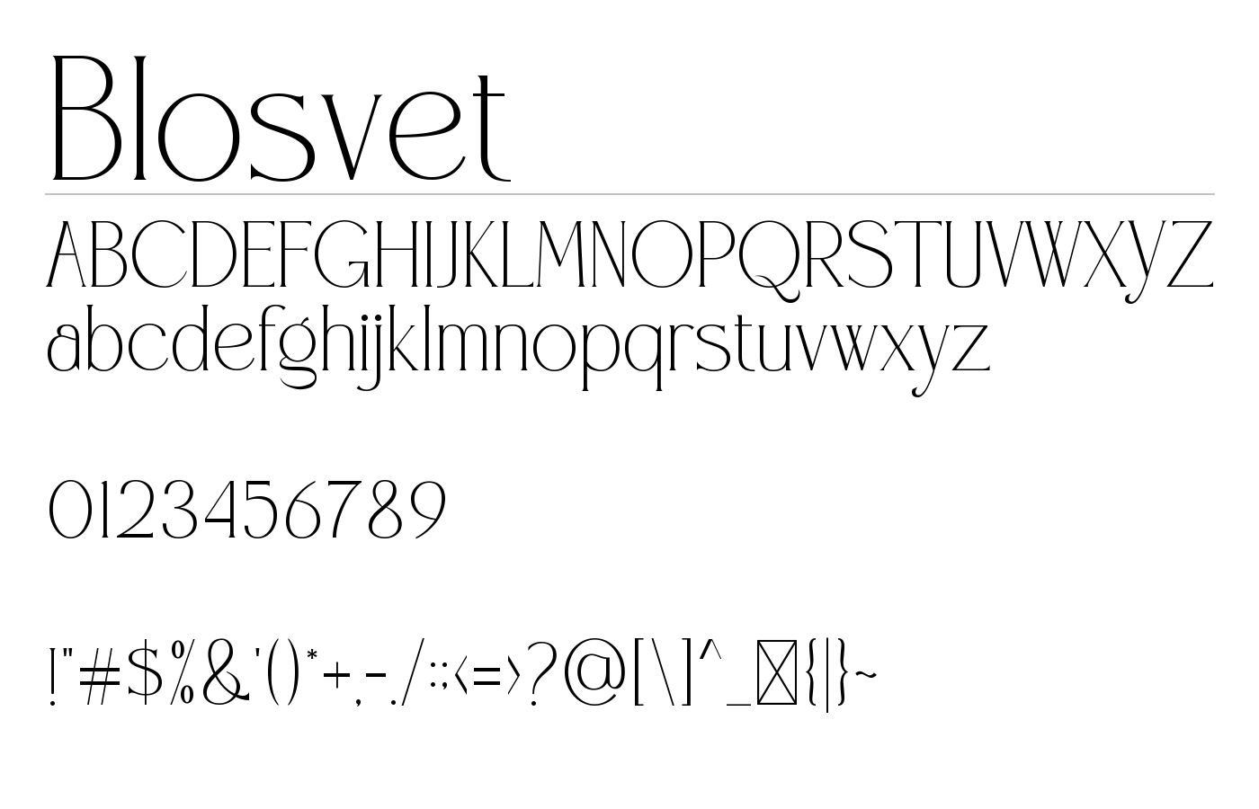Blosvet Font preview