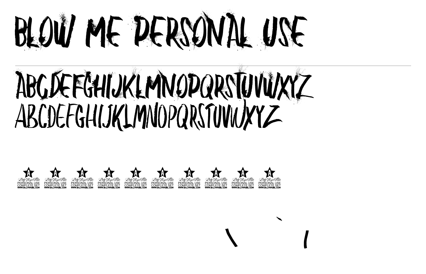 BLOW ME PERSONAL USE Font preview