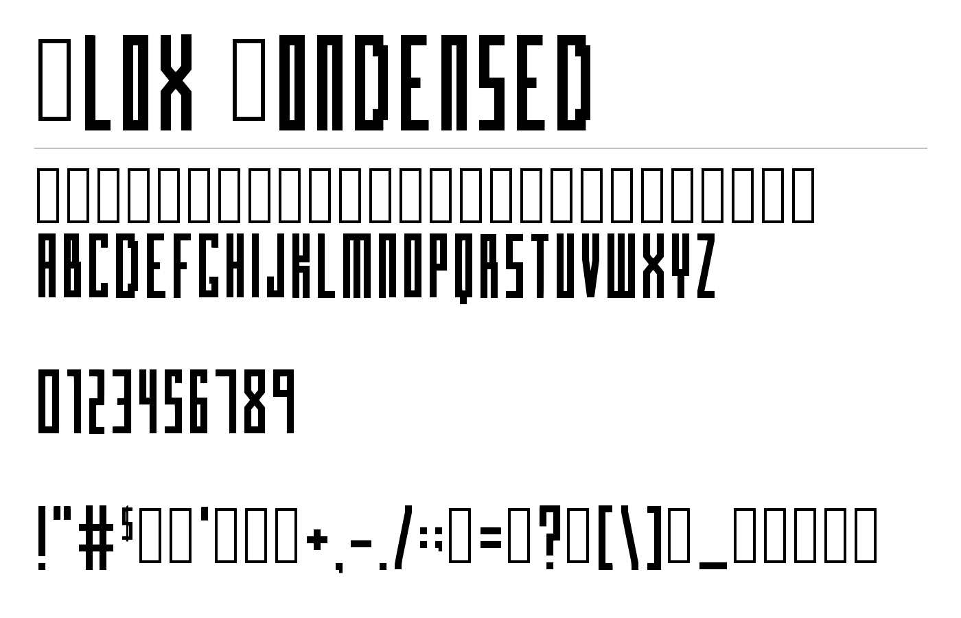 Blox Condensed Font preview