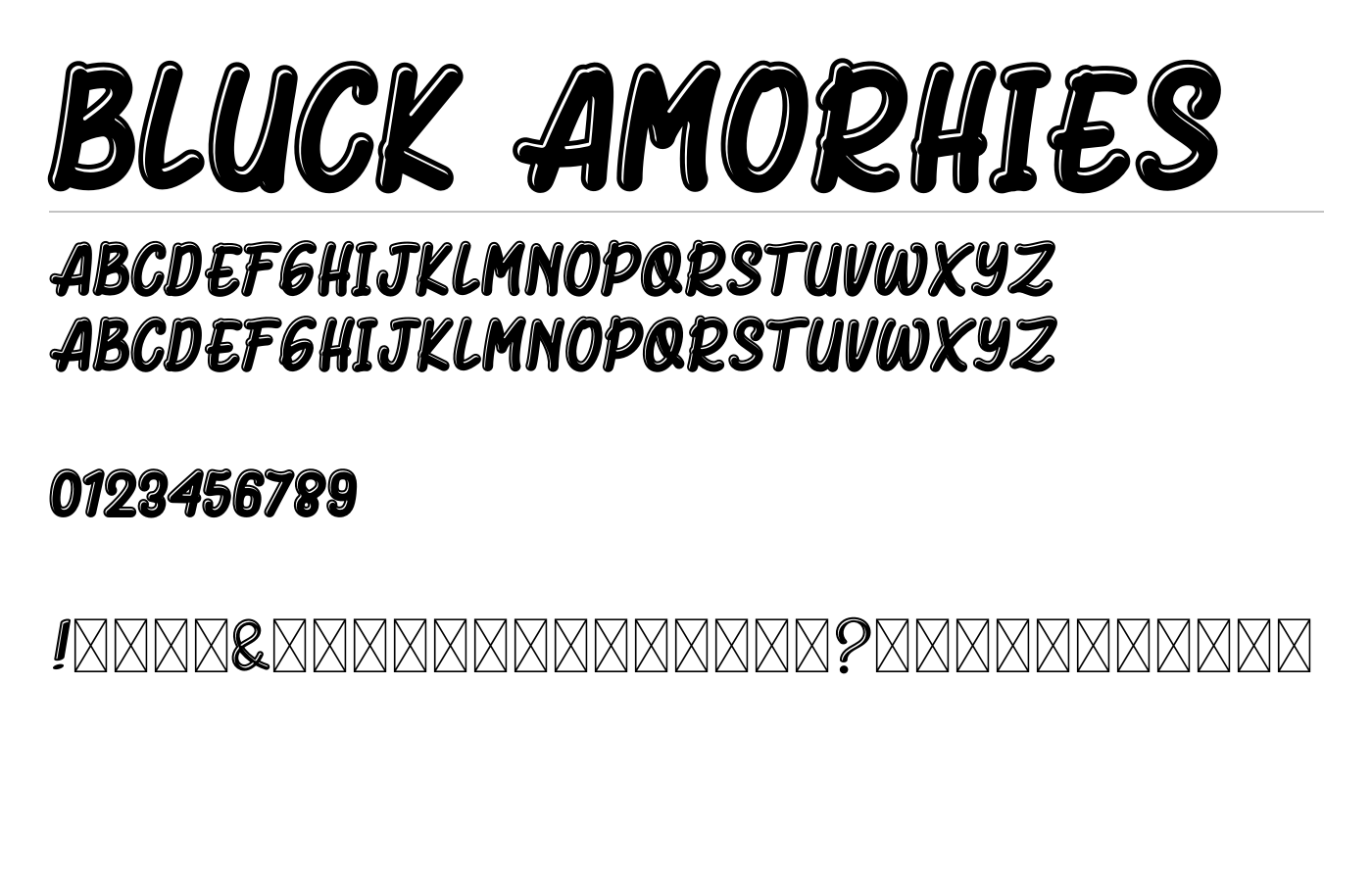 Bluck Amorhies Font preview