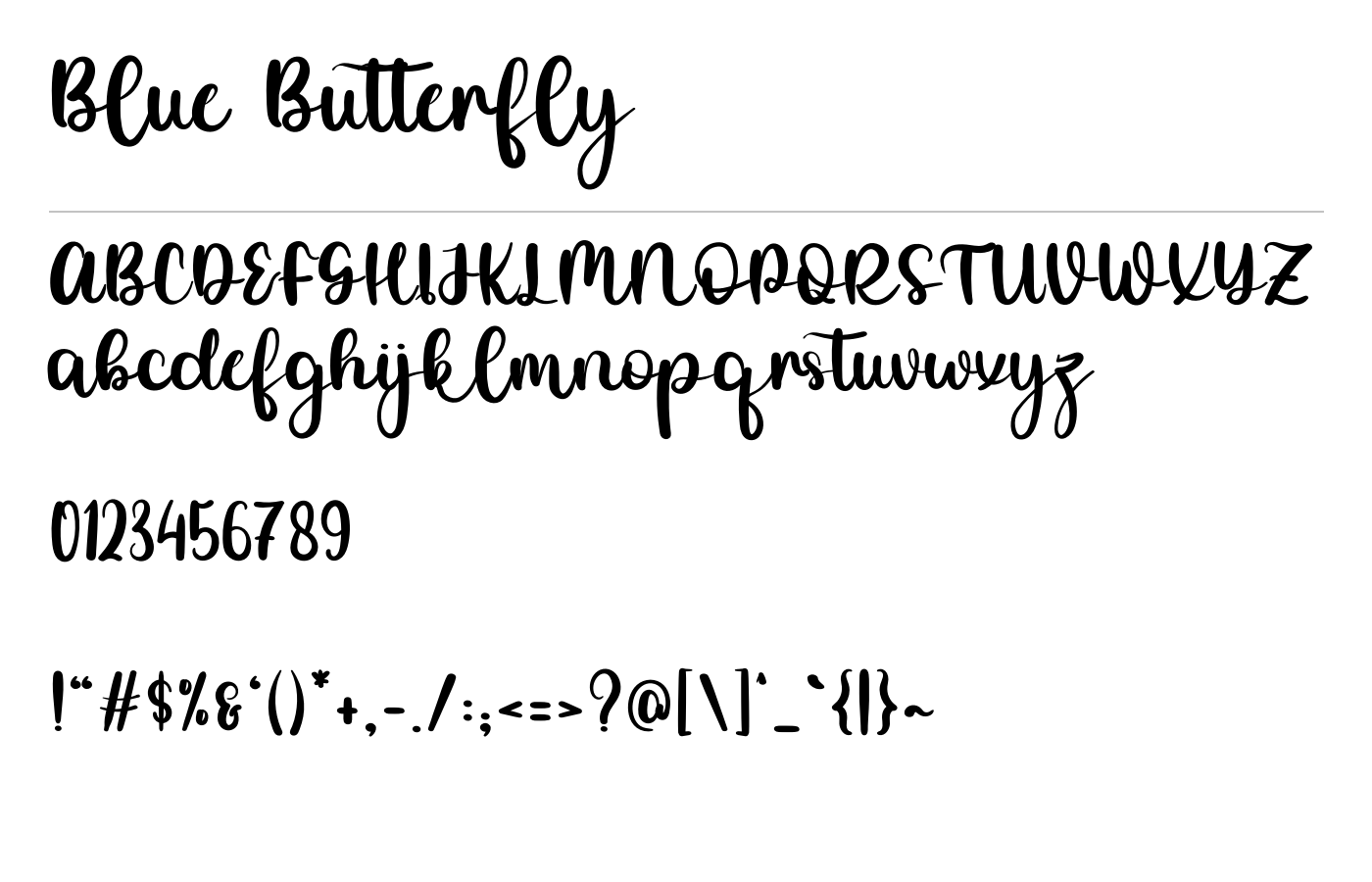 Blue Butterfly Font preview