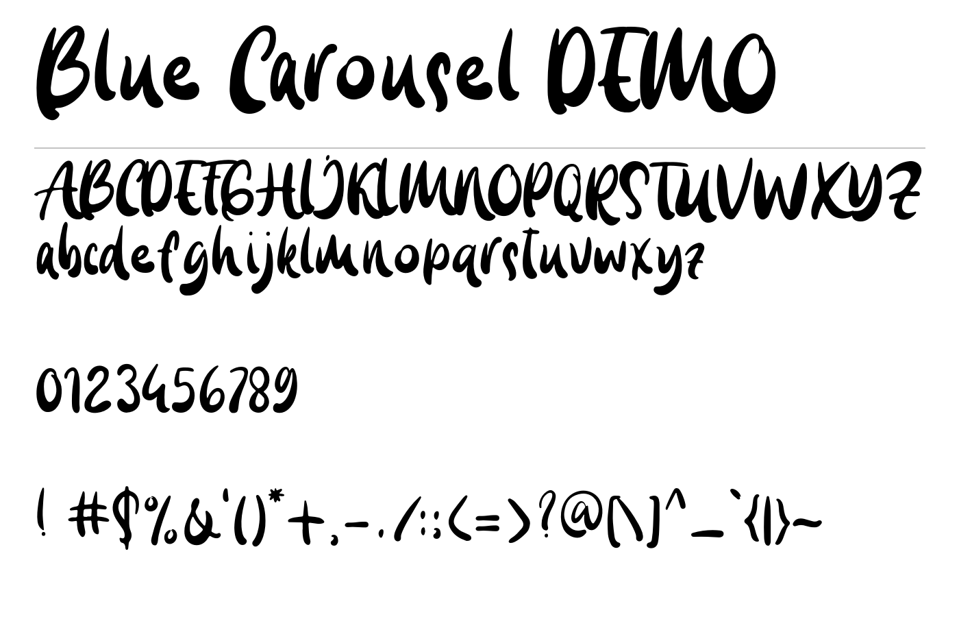 Blue Carousel DEMO Font preview
