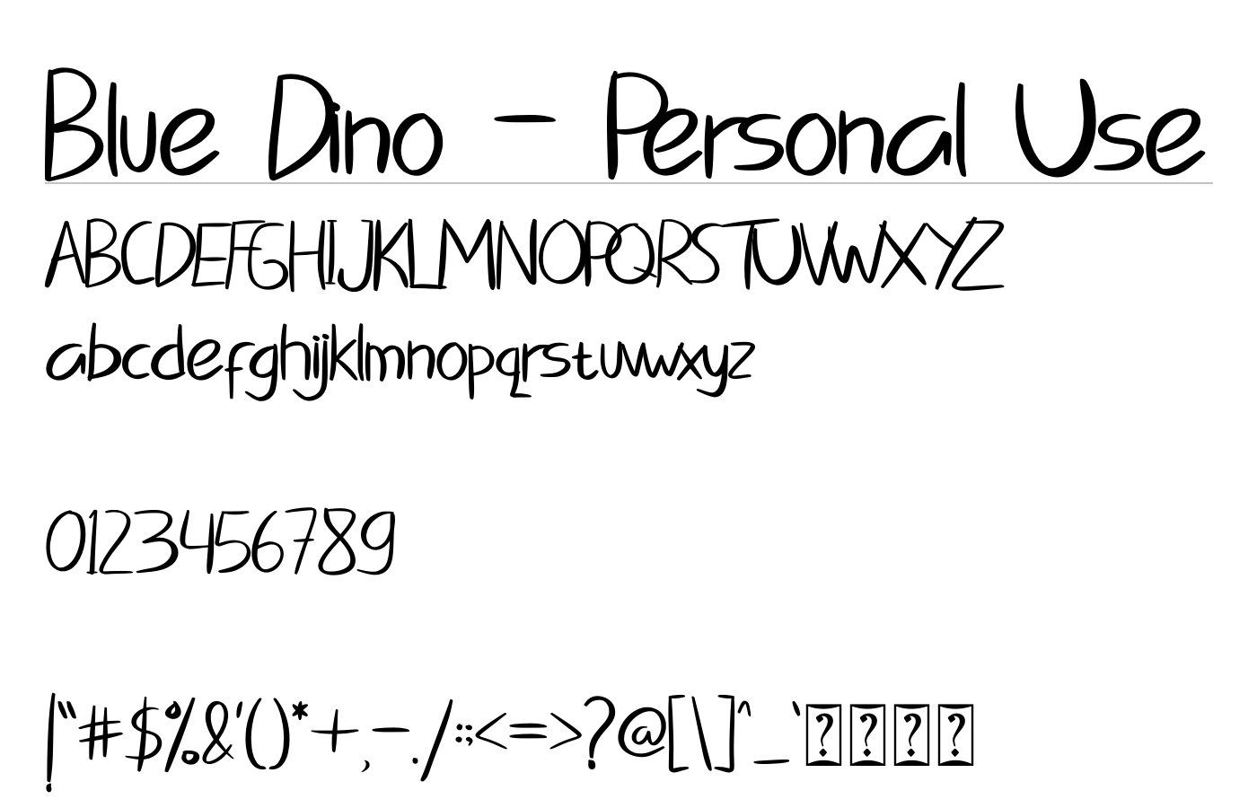 Blue Dino - Personal Use Font preview