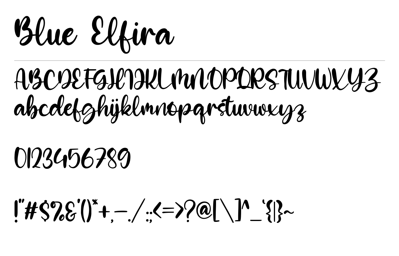 Blue Elfira Font preview