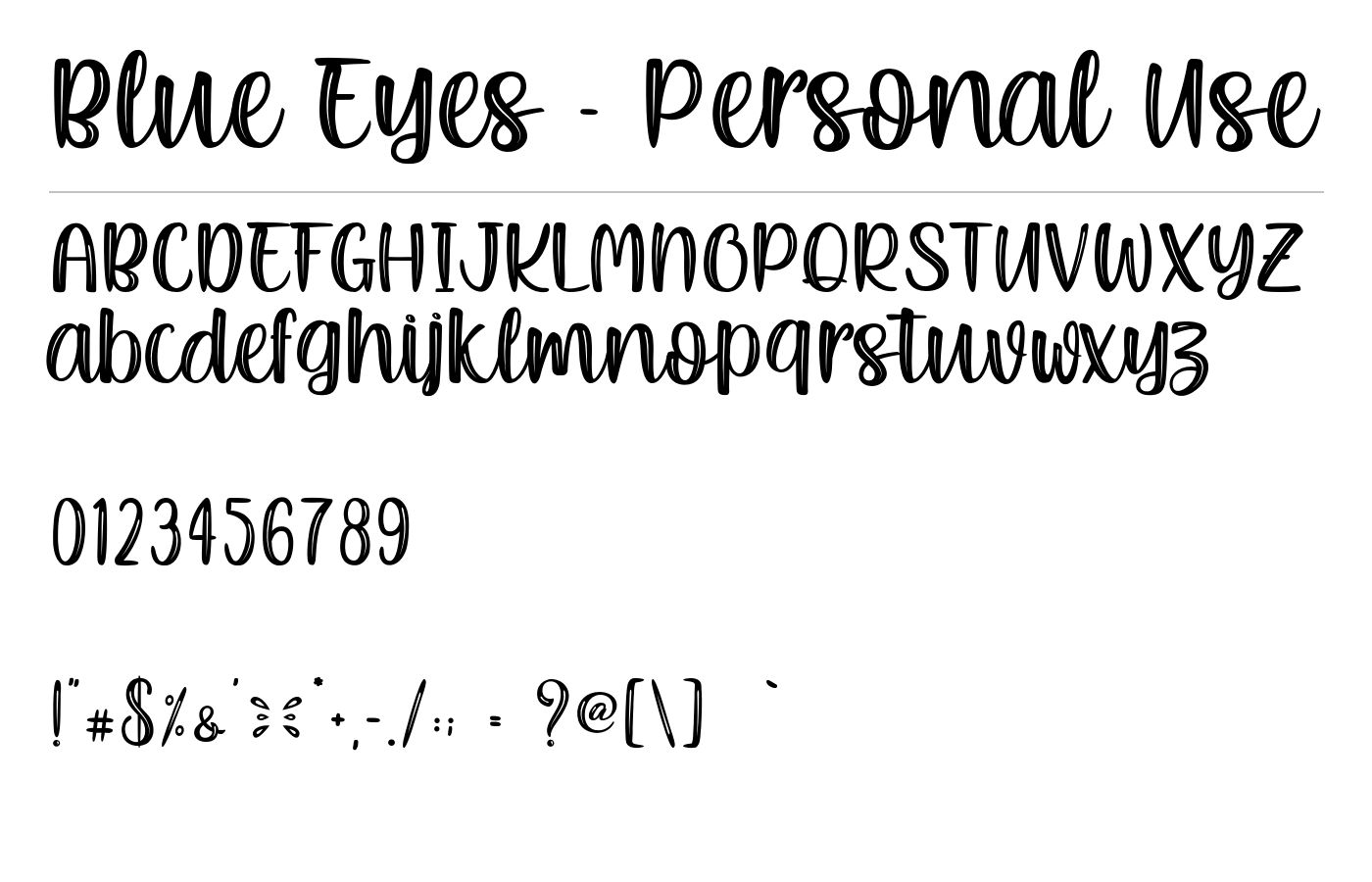 Blue Eyes - Personal Use Font preview