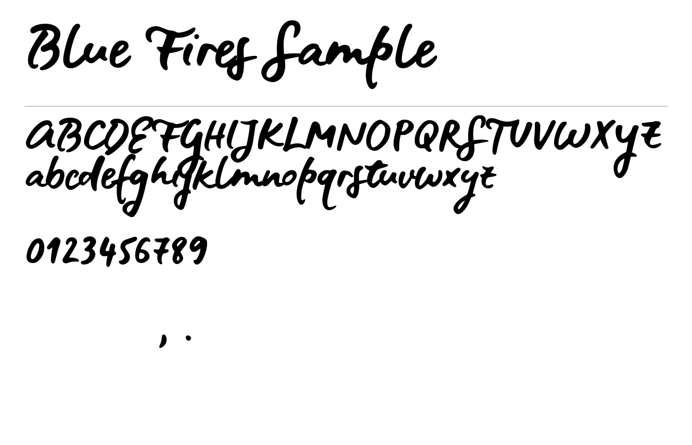 Blue Fires Sample Font preview