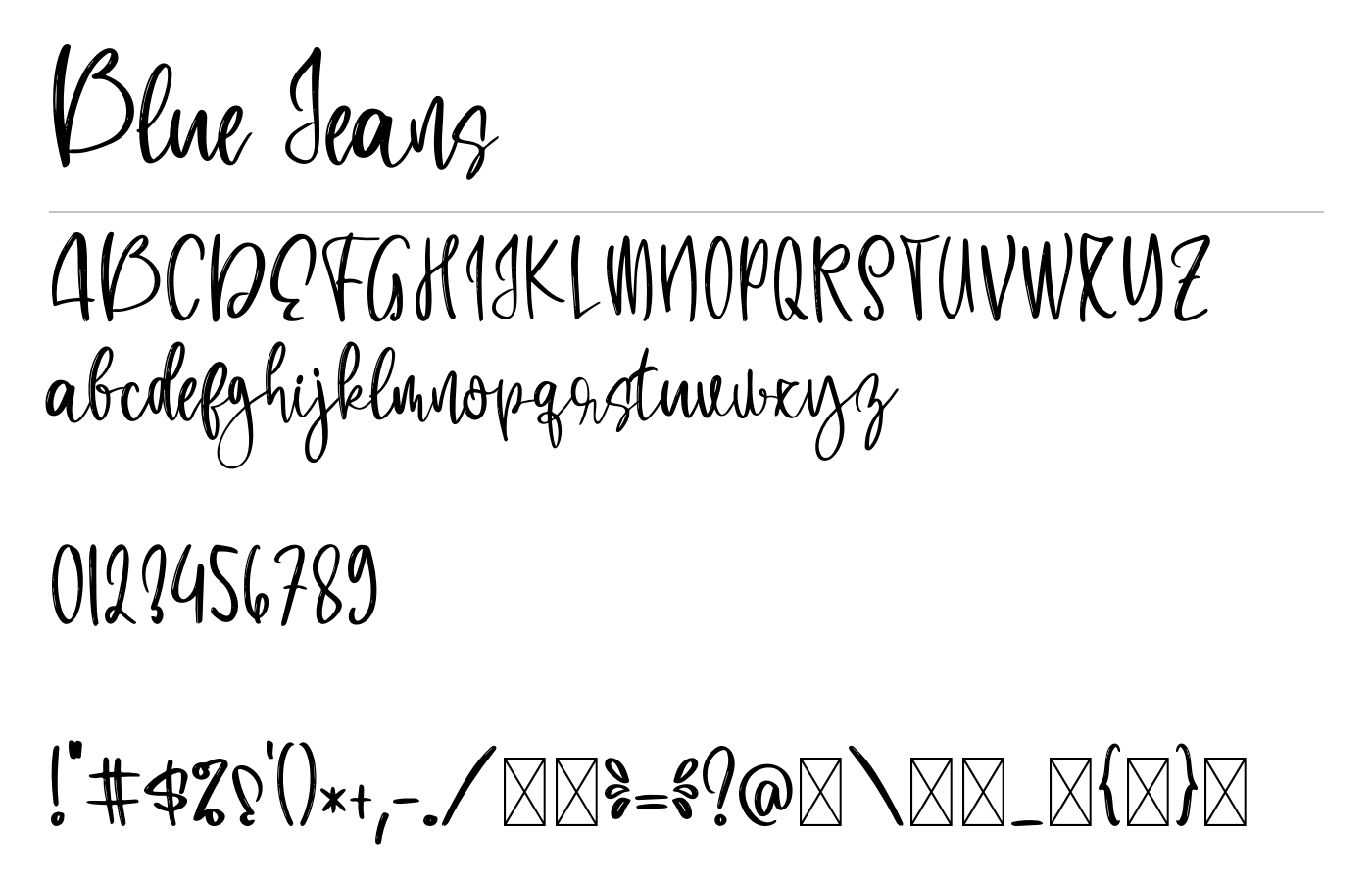Blue Jeans Font preview