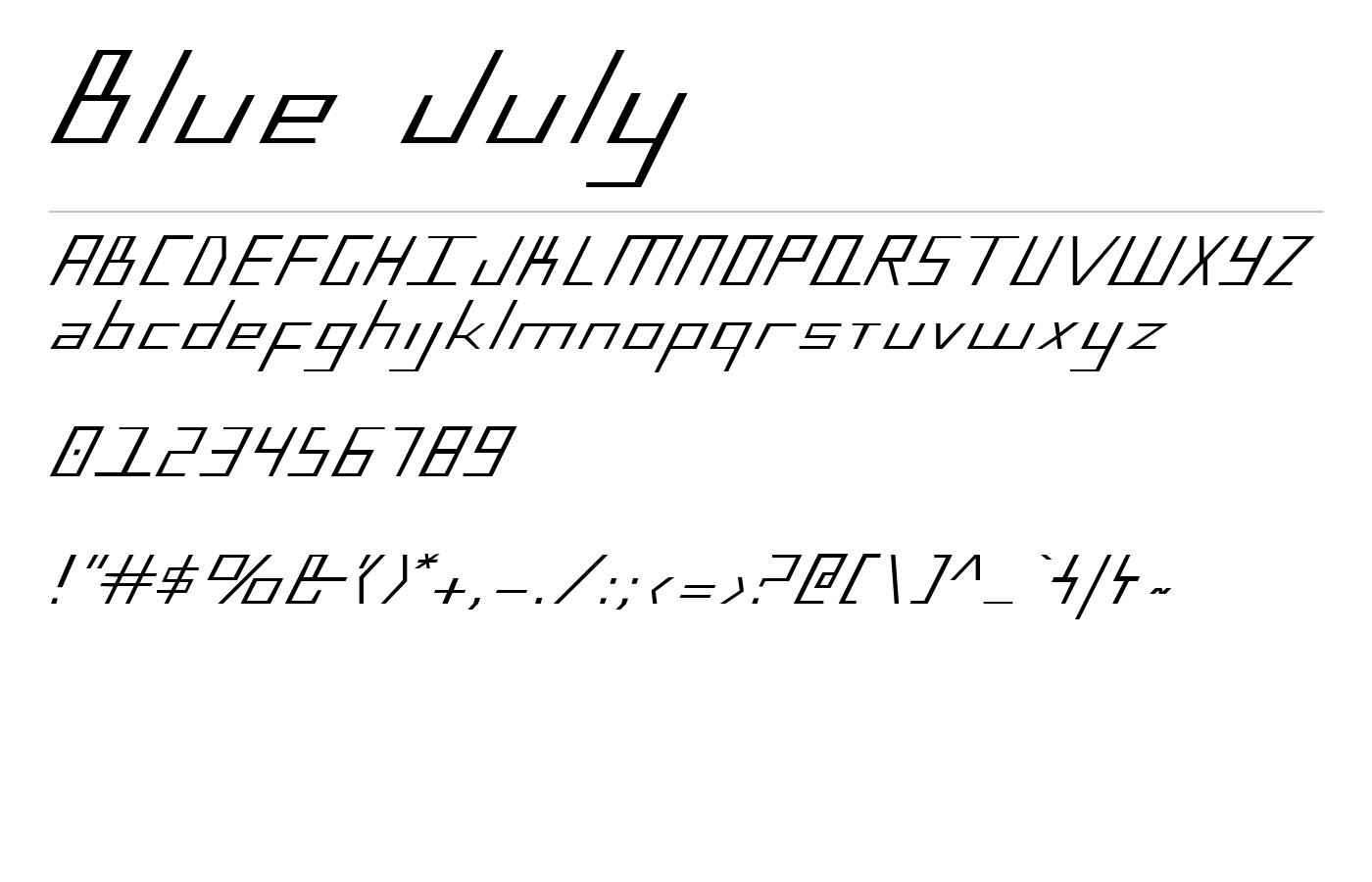 Blue July Font preview