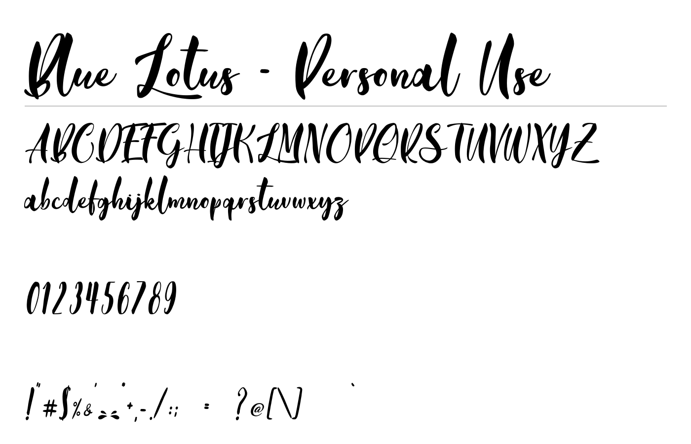 Blue Lotus - Personal Use Font preview