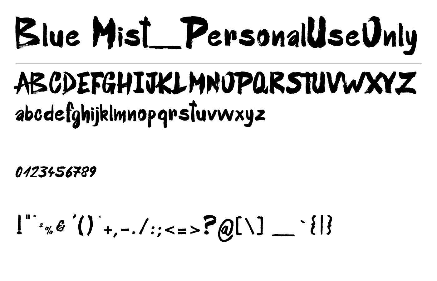 Blue Mist_PersonalUseOnly Font preview