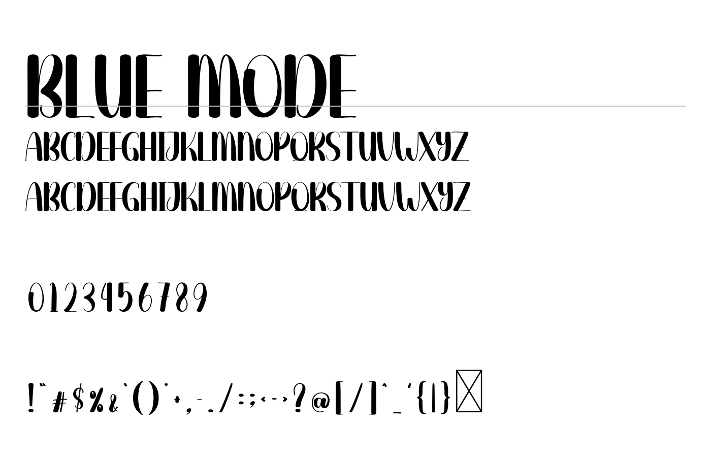 Blue Mode Font preview