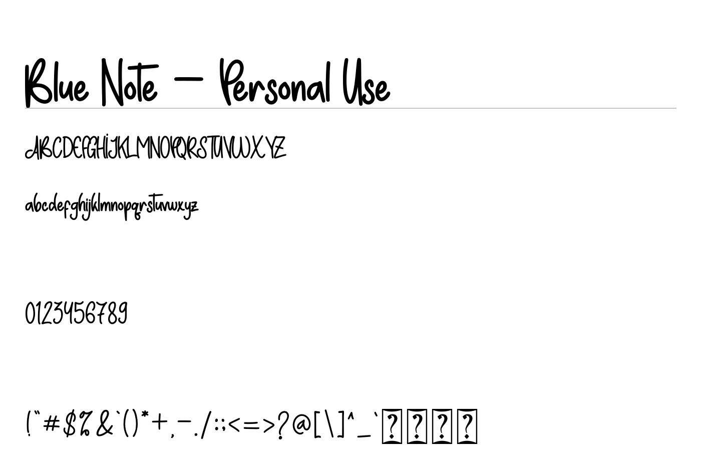 Blue Note Font preview
