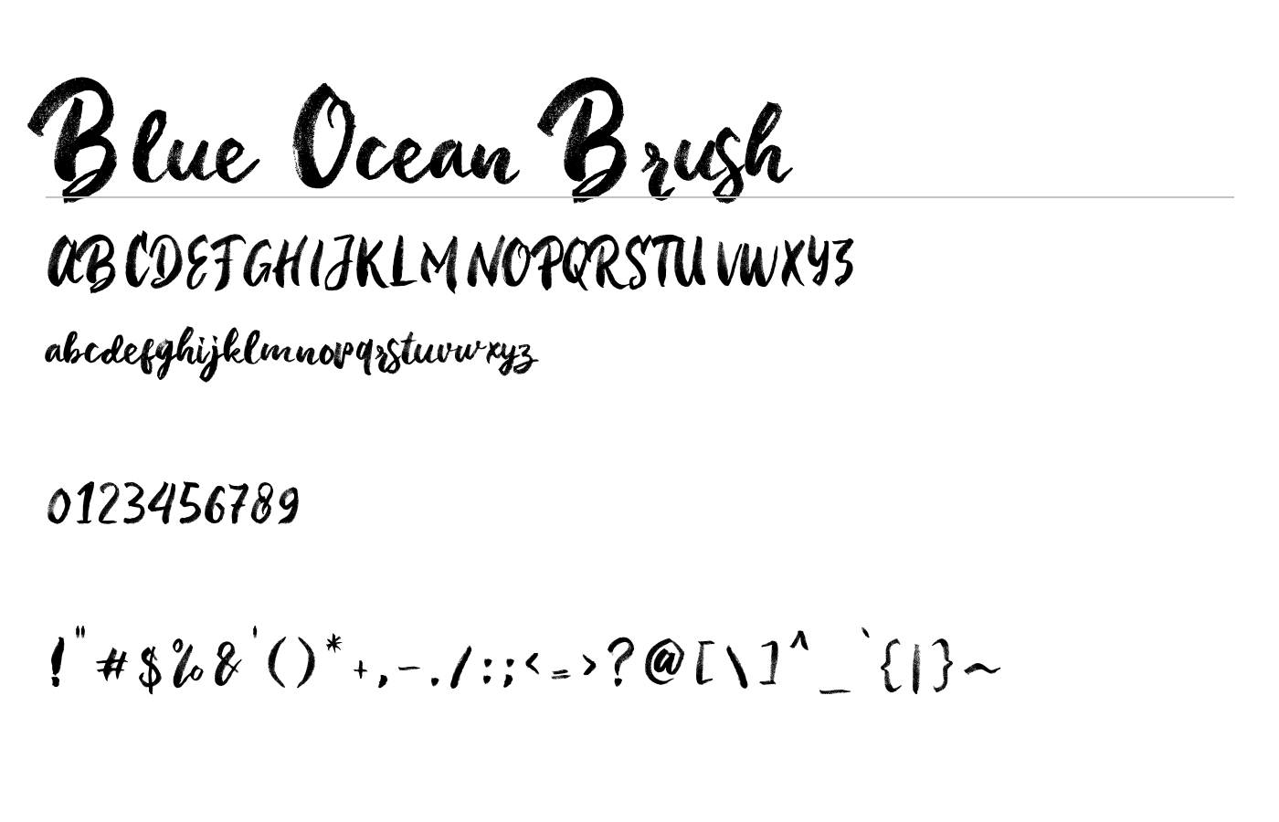 Blue Ocean Brush Font preview