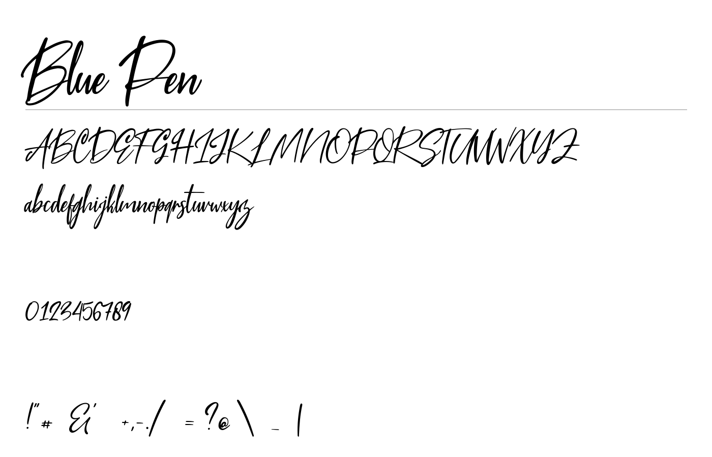 Blue Pen Font preview
