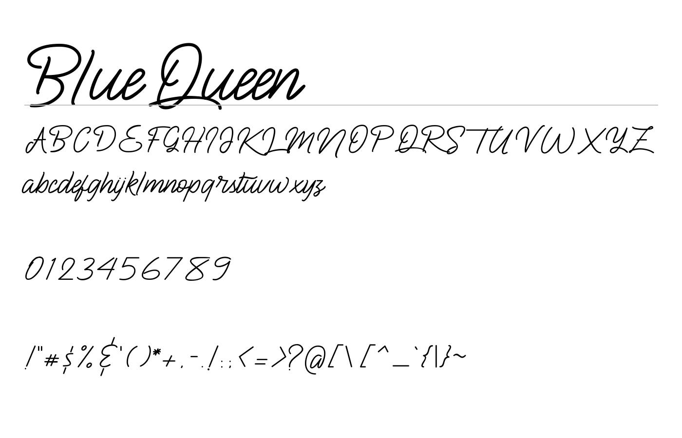 BlueQueen Font preview