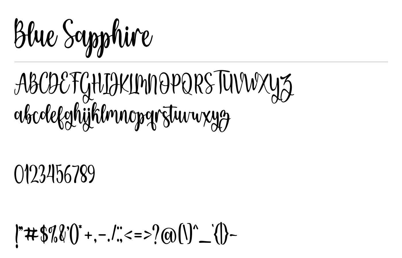 Blue Sapphire Font preview