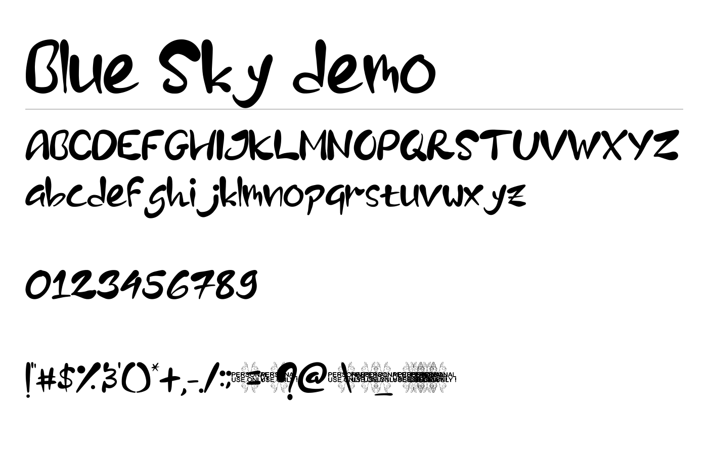 Blue Sky demo Font preview