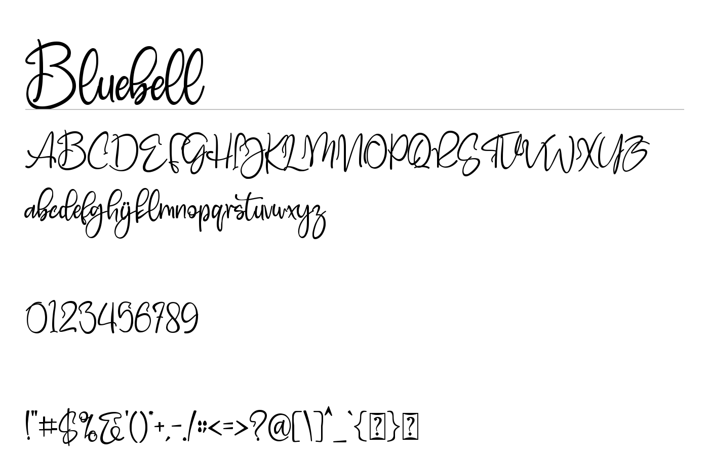 Bluebell Font preview