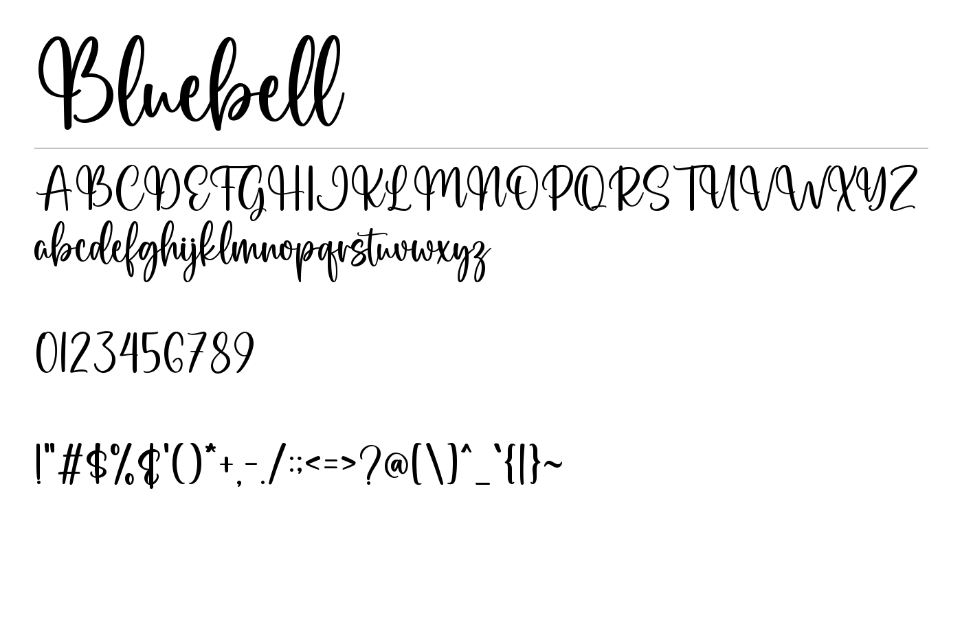 Bluebell Font preview