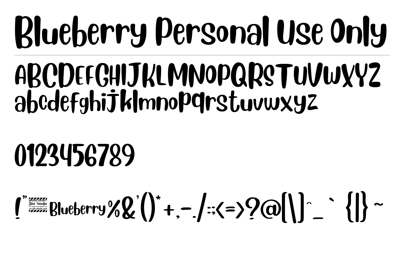Blueberry Personal Use Only Font preview