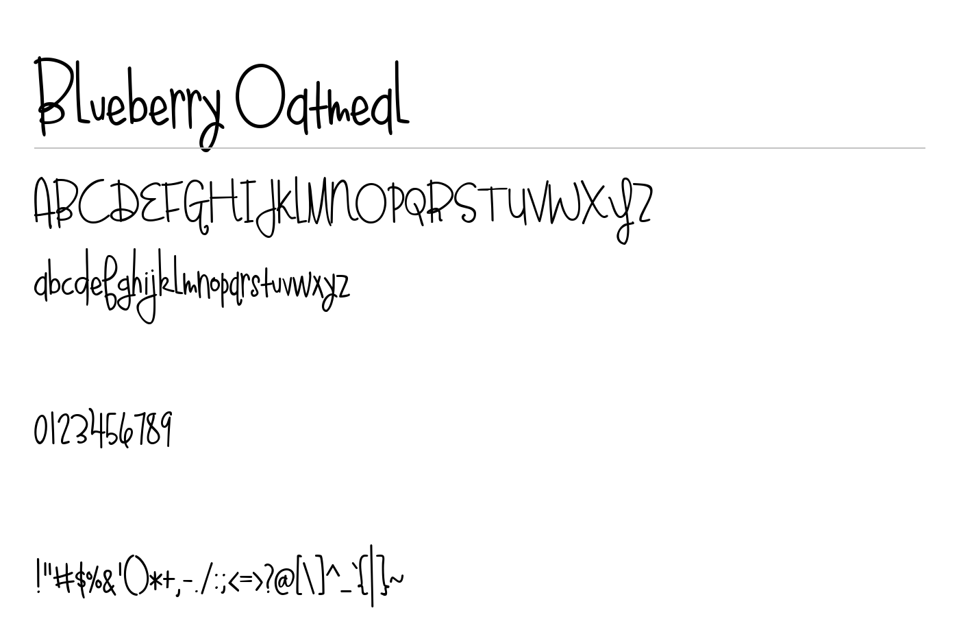 Blueberry Oatmeal Font preview