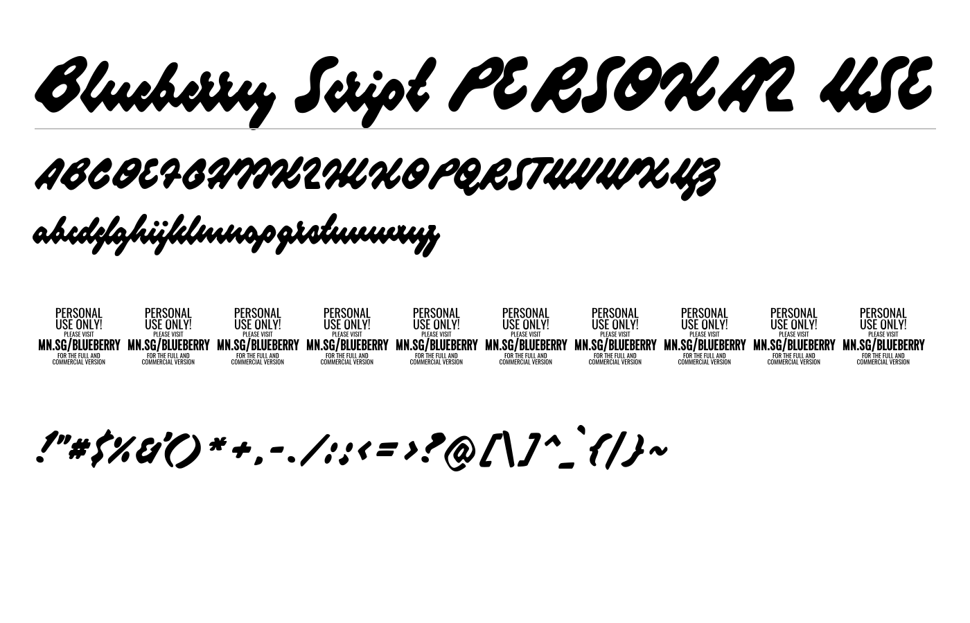Blueberry Script PERSONAL USE Font preview