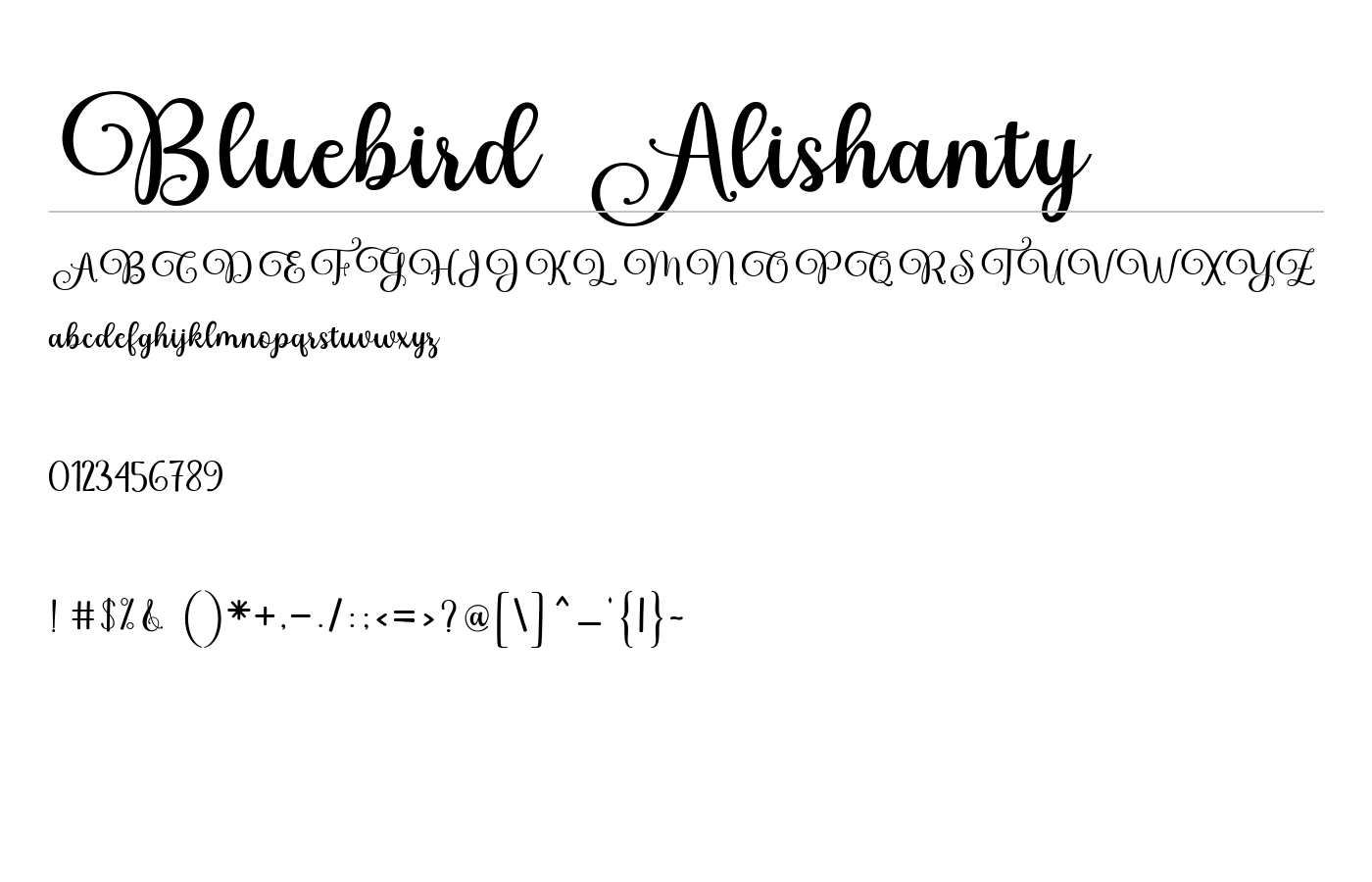 Bluebird Alishanty Font preview