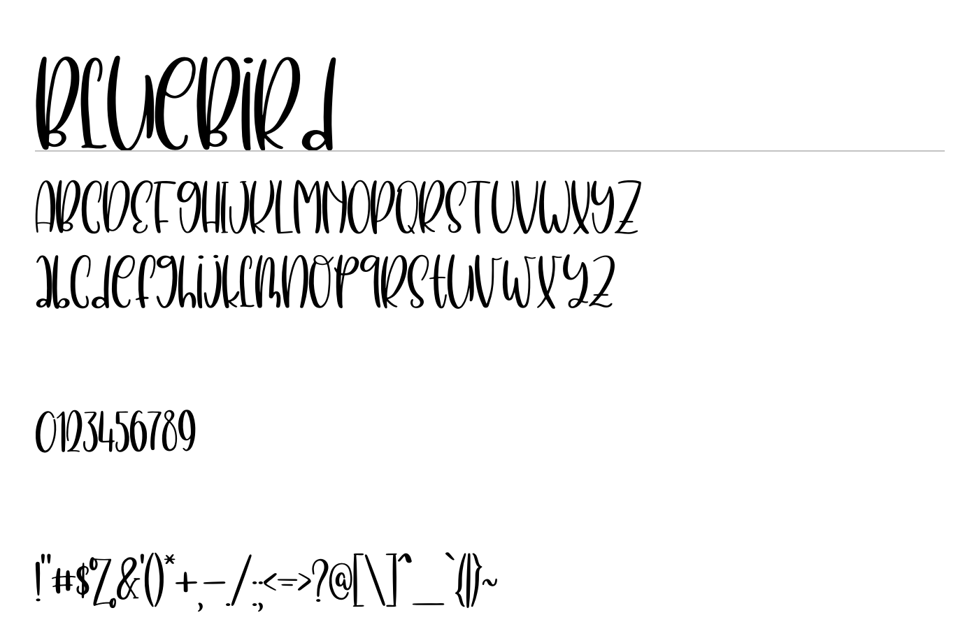 BlueBird Font preview