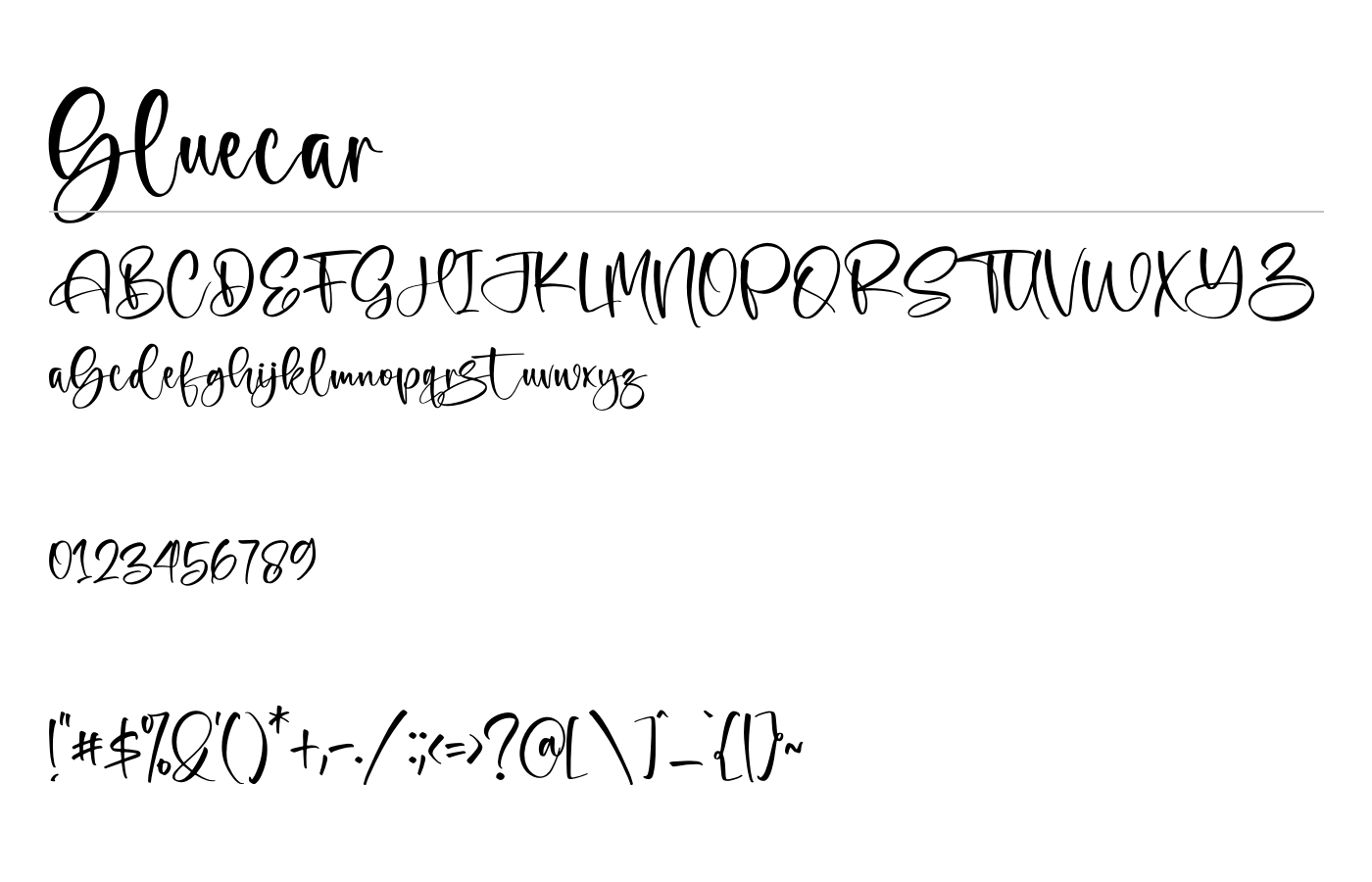 bluecar Font preview