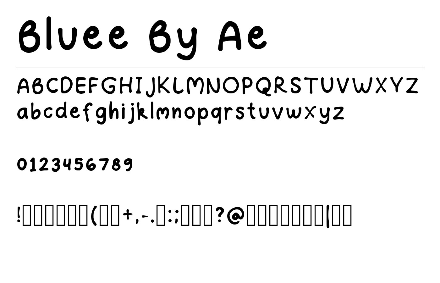 Bluee By Ae Font preview
