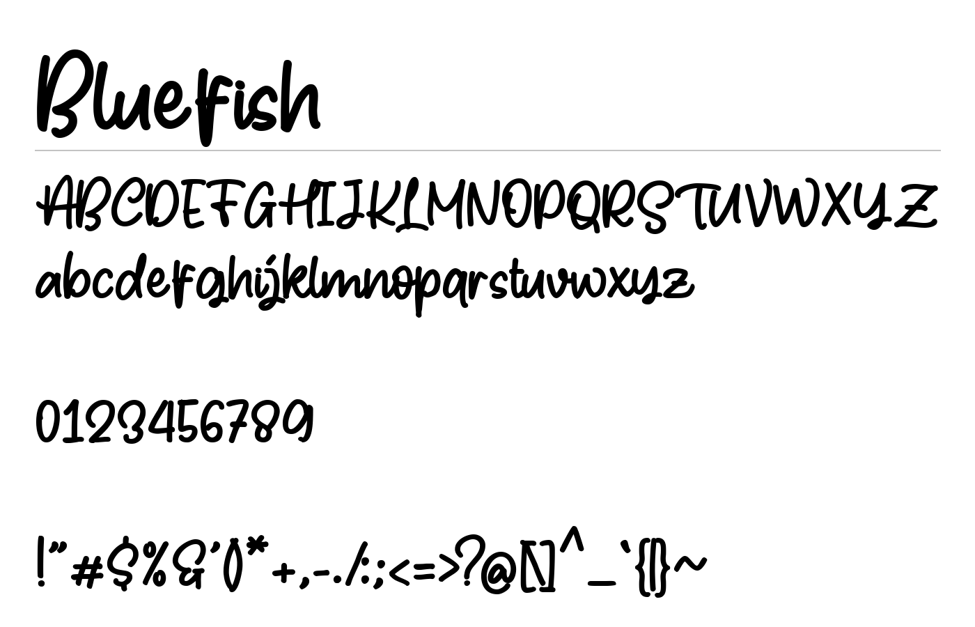 Bluefish Font preview