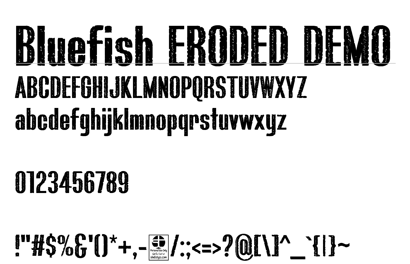 Bluefish ERODED DEMO Font preview