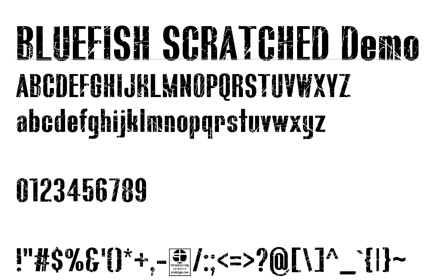 BLUEFISH SCRATCHED Demo Font preview