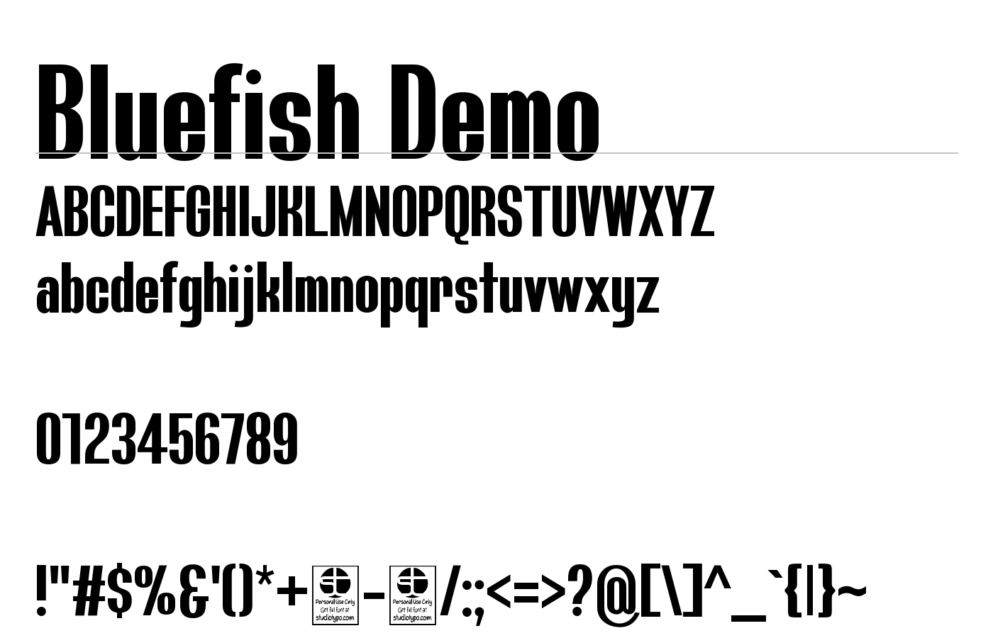 Bluefish Demo Font preview